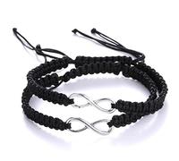 Ranuw 1 paio di braccialetti per coppie, con scritta "Love", in argento Sterling, regolabili, con corda intrecciata, per donne, Einheitsgröße, come descritto