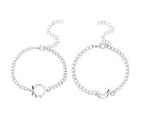 Ranuw 2 Pz Amico Carte Braccialetti Romanzo Semplice Hollow Love Heart Bracciale In Acciaio Inox Sole Luna Braccialetti Moda Gioielli Relazione Braccialetto