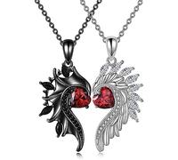 Ranuw Collana girocollo da donna con ciondolo a forma di ala di angelo e diavolo, collana girocollo in lega, regalo per donne e ragazze, coppie, collane per lui e lei