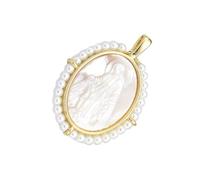 Ranuw Collana multiuso, religiosa, vintage, con ciondolo della Vergine Maria in ottone robusto con perle d'acqua dolce placcata in oro 18 carati, Einheitsgröße, come descritto, come descritto