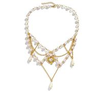Ranuw Delicata fragola farfalla cuore ciondolo collana dolce strato imitazione perla girocollo clavicola catena gioielli regalo perle collana perline fascino farfalla gioielli moda