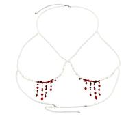 Ranuw Moda Halloween Perle Catena del Petto Catena Del Corpo Perle Imitazione Del Sangue Nappe Gocciolanti Del Corpo Catena
