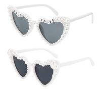 RANYAKE 2pezzi Gafas de Sol de Novia,Occhiali Perle da Sole Sposa,Addio Nubilato Decorazione,Accessori per la Festa di Nozze,Inviti Preferiti,Bomboniere per Damigelle