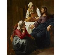 RAOHUI Stampa Vintage Stampe D'Epoca Dipinti famosi Cristo nella casa di Marta e Maria di Jan Vermeer van Delft per l'arredamento del soggiorno 60x90cm