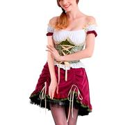 RAOKENSU Dirndl da donna in 3 pezzi, con cappello tradizionale bavarese, vestito lungo Dirndl, camicetta tradizionale bavarese, set per donne e ragazze, per l'Oktoberfest