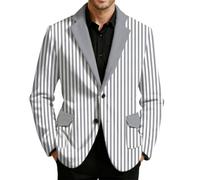 RAOKENSU Giacca da uomo da clown di Colonia a righe rosse e bianche, divertente giacca colorata stampata a righe, blazer per carnevale, direttore del circo, costume cosplay blazer carnevale festa
