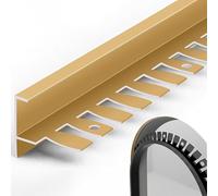 Raouoae Ottimo Profilo Di Protezione F Per Bordo Piastrelle, Pieghevole In Metallo, Per Pavimenti Laminati, Scale E Angoli, 135cm, 2 Pezzi, Protezione Duratura Per Bordo E Gradini(Gold,Höhe: 15mm)