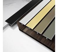 Raouoae Profilo Di Transizione In Acciaio Inox, T Profilo A Striscia Piatta Per Parquet, Striscia Di Copertura In Alluminio 135CM (2 Pezzi), Profilo Di Compensazione Per Rotaia Di Transizione(Champagn