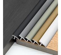 Raouoae Profilo Di Transizione In Alluminio Regolabile 1-6mm Per Pavimenti, Striscia Di Copertura Per Porta E Fessura Del Ponte, 90cmx3, Profilo Terminale Per Transizione Pavimento A Pavimento(Schwarz