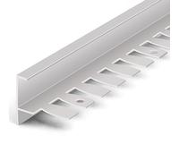 Raouoae Profilo per Bordo Scala 135CM*2 Pezzi Profilo per Bordo Gradino Profilo Terminale A Forma di F in Lega di Alluminio per Rivestimento Scale E Ristrutturazione Scale(Silver,S)