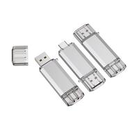 RAOYI Confezione da 3 chiavette USB C da 32 GB, 2 in 1, USB 3.0 tipo C, Dual OTG, in metallo, con portachiavi, adatte per smartphone, MacBook, computer e tablet USB-C, colore argento