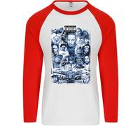 Rap Musica Collage Gangster Hip Hop Uomo L/S Baseball T-Shirt