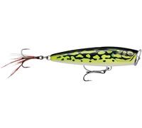 Rapala, Esca da pesca Skitter Pop Elite, dimensioni: 7,5 cm/10 g, esca galleggiante per acqua dolce e salata, profondità di nuoto: superficie, attrezzo da pesca in balsa, rana lime dorata gDLF