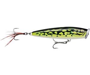 Rapala, Esca da pesca Skitter Pop Elite, dimensioni: 7,5 cm/10 g, esca galleggiante per acqua dolce e salata, profondità di nuoto: superficie, attrezzo da pesca in balsa, rana lime dorata gDLF