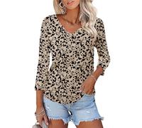 Rapbin Top da donna con maniche a 3/4, camicette da donna, vestibilità ampia, scollo a V, camicie estive floreali 2025, Albicocca Nero Floreale, XXL