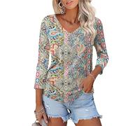 Rapbin Top da donna con maniche a 3/4, camicette da donna, vestibilità ampia, scollo a V, camicie estive floreali 2025, Stampa Old Nation, XXL