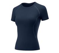 Rapbin Top da palestra da donna per allenamento, corsa, yoga, magliette sportive a maniche corte per esercizi atletici ad asciugatura rapida traspirante t-shirt, A1_one Piece_navy Blue_manica corta, M