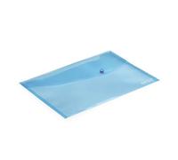 Rapesco 0691 Buste Portadocumenti con Bottone, A4+, Blu Pastello Trasparente, Confezione da 5