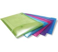 Rapesco 0698 ECO Busta Portadocumenti Formato Verticale con Bottone, A4+, Colori Assortiti Trasparenti, Confezione da 5