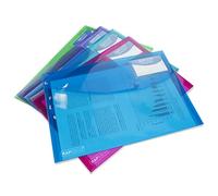Rapesco 0700 Busta Portadocumenti con Tasca ID, A4+, Colori Vivaci Trasparenti, Confezione da 5