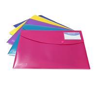 Rapesco 0701 Cartellina/Busta Portadocumenti con Tasca ID, A4+, Colori Vivaci, Confezione da 5