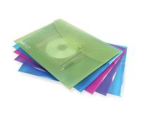 RAPESCO 0704 Busta portadocumenti per CD/DVD, A4+, Colori Trasparenti Assortiti, Pacco da 5