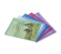 Rapesco 1039 ECO Buste Portadocumenti con Bottone, A4+, Colori Trasparenti Assortiti, Confezione da 5