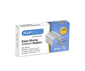Rapesco 1164 - Graffette rigide, 24/6 mm, confezione da 1.000