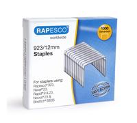 Rapesco 1238 923/12 mm Galvanised Staples, Type 23, Box of 1000 923/12mm