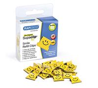 Rapesco 1380 Ricarica Mollette Sorrisi per Supaclip 40, Giallo, Scatola da 100