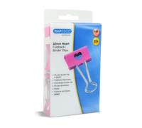 Rapesco 1426 Molle/Clips Fermacarte “Cuore” 32 mm, Fucsia, Confezione da 20