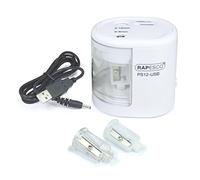 Rapesco 1448 Temperamatite Elettrico Automatico PS12-USB con Ricarica USB o Batterie (non incluse), Bianco