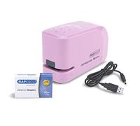 Rapesco 1451 626EL Cucitrice Automatica USB/Batteria con 1000 Punti 26/6mm, Rosa