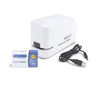 Rapesco 1453 626EL Cucitrice Automatica USB/Batteria con 1000 Punti 26/6mm, Bianco