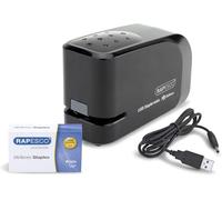 Rapesco 1454 626EL Cucitrice Automatica USB/Batteria con 1000 Punti 26/6mm, Nero