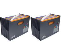 Rapesco 1489 Cartella Portadocumenti Espandibile Supafile, 13 Scomparti, Antibatterica, A4, Nero con Divisori Multicolori (Confezione da 2)