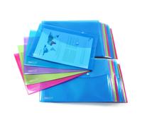 Rapesco 1494 Popper Wallets, A4+ / Foolscap, Assorted Transparent Colours, Pack