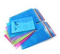 Rapesco Buste portadocumenti 1495 A4+ con bottone, materiale riciclato, trasparenti assortiti, 50 pz
