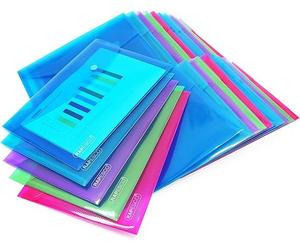 Rapesco 1499 Buste Portadocumenti con Bottone A5 Colori Trasparenti Assortiti Co
