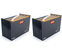 Rapesco 1552 Cartella Portadocumenti Espandibile SupaFile Plus, 13 Scomparti, A4+, Nero con Divisori Multicolori (Confezione da 2)