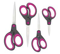 Rapesco 1575 Forbici con Impugnatura Morbida, Nero/Fucsia, Confezione da 4