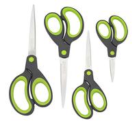 Rapesco 1576 Forbici con Impugnatura Morbida, Nero/Verde, Confezione da 4
