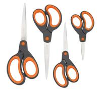 Rapesco 1577 Soft Grip Handle Scissors, Black/Orange, Set of 4 Set of 4 - Black/