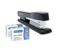 Rapesco 1602 Marlin Spillatrice e 2000 Punti 26/6 mm, Nero | Cucitrice a Striscia Intera, Protezione Antibatterica Germ-Savvy