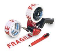 Rapesco 1618 Dispenser per Nastro Adesivo da Imballaggio 960 Germ-Savvy Antibatterico con 2 Rotoli di Nastro ‘Fragile’