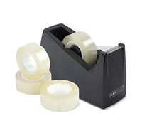 Rapesco 1619 Dispenser per Nastro Adesivo 300 con Nucleo da 25 mm, Include 4 Rotoli di Nastro, Nero