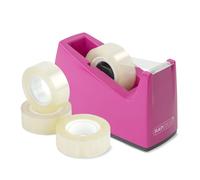 Rapesco 1621 Tape Dispenser 300 for Rolls with 1" Core, 4 Tape Rolls Hot pink