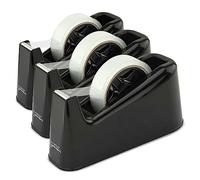 Rapesco 1740 Confezione Business: 3 Dispenser di Nastro Adesivo 500 Germ-Savvy Antibatterico per Uso Intensivo e 3 Rotoli di Nastro Trasparente, Nero