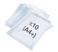 Rapesco 1816 ECO Buste Cartelle Portadocumenti con Bottone, A4+, Trasparente, Confezione da 10