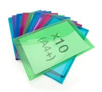 Rapesco 1825 ECO Busta Portadocumenti con Bottone, Materiale Riciclato, A4+, Colori Assortiti Trasparenti, Confezione da 10